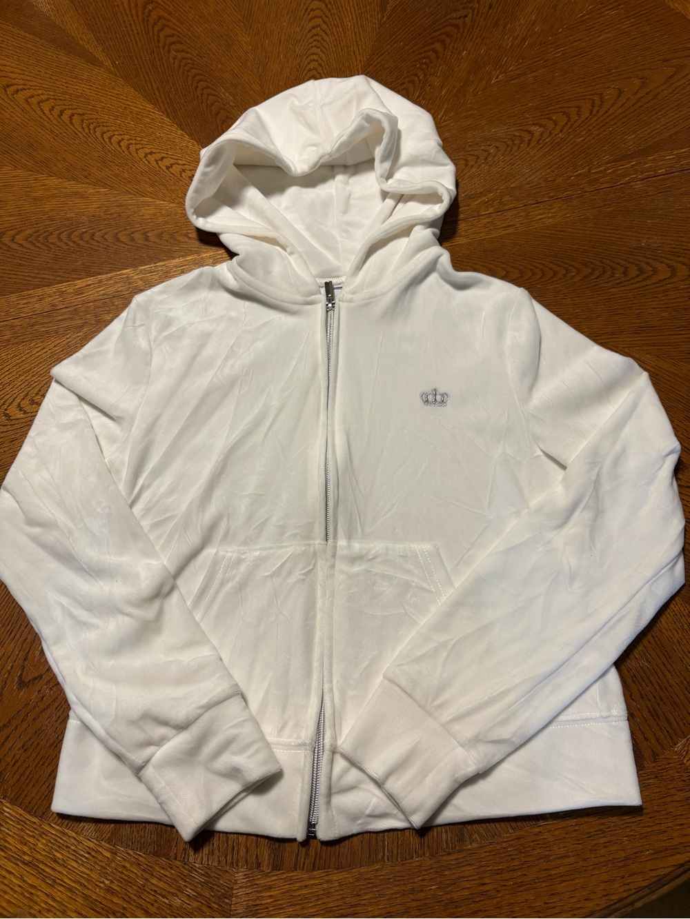 Juicy Couture White Zip-Up Hoodie Jacket - Crown Logo